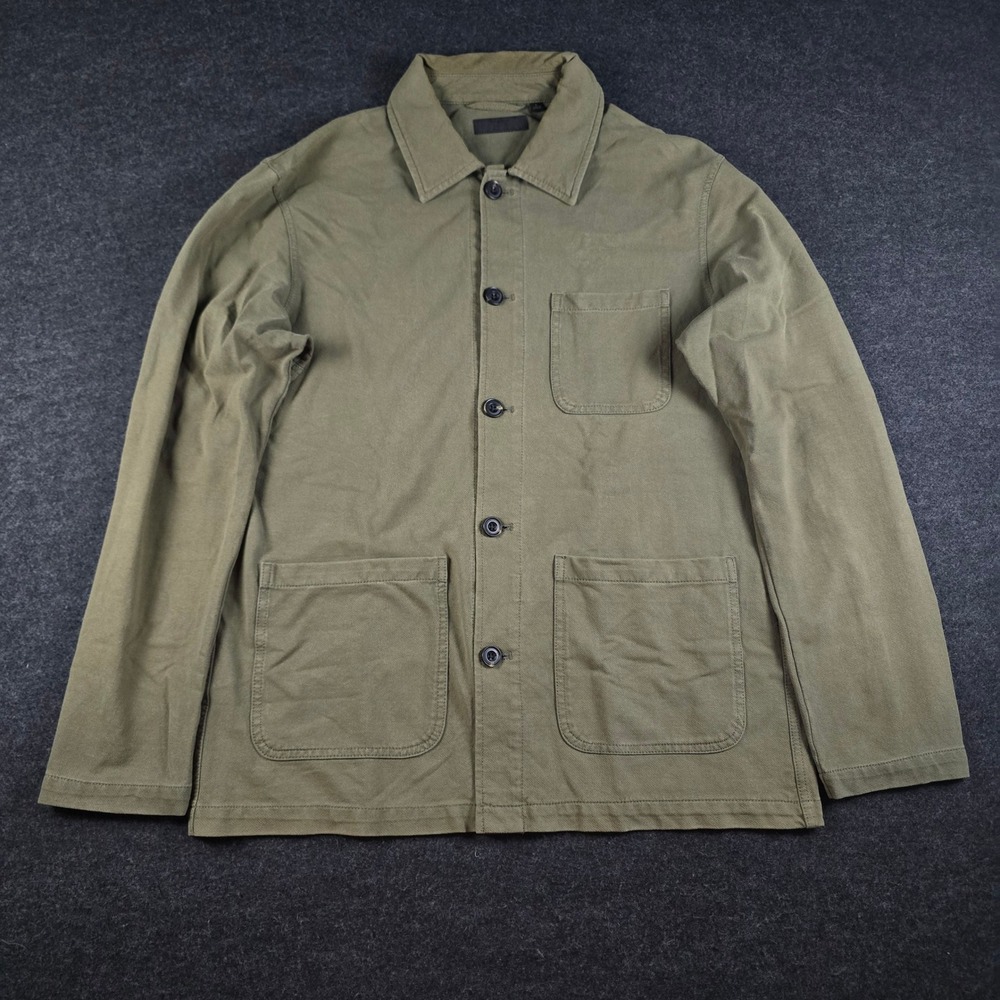 Uniqlo Olive Green Cotton Blend Chore Utility Twill Shacket Jacket Men's L